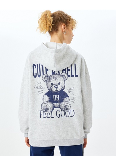 Koton Kanguru Cepli Kapüşonlu Arkası Baskılı Oversize Sweatshirt Kar Melanj 5sal10510ık Gri Melanj Koton Kanguru Cepli Kapüşonlu Arkası Baskılı Oversize Sweatshirt Kar Melanj 5sal10510ık Gri Melanj