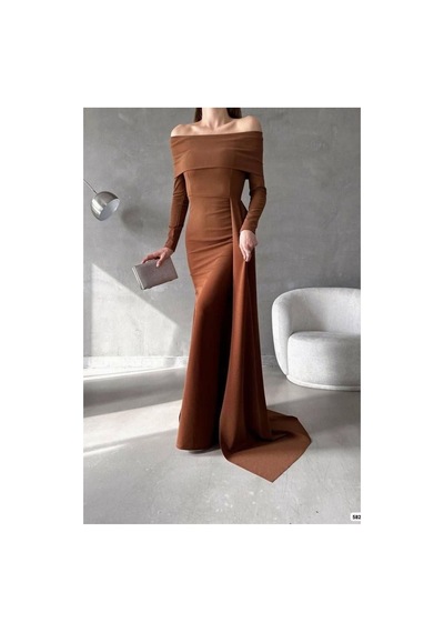 Store Esnek Yaka Kuyruklu Elbise Kumaş Abiye Degaje Krep Kahverengi - 935903027 Kahverengi Store Esnek Yaka Kuyruklu Elbise Kumaş Abiye Degaje Krep Kahverengi - 935903027 Kahverengi