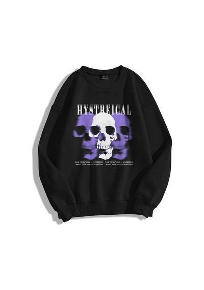 Startmore Unisex Hysterical Bisiklet Yaka Sweatshirt Siyah Siyah