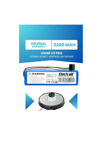Viomi V2 Pro Uyumlu 14.4 V 3200 mAh Robot Süpürge Batarya