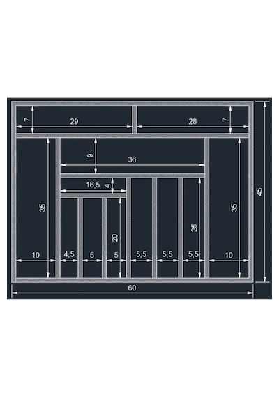 60x45 Cm Ayfiwood Ahşap Kaşıklık Çekmece İçi Yemek Takımı Ve Servis Gereçleri Düzenleyici Organizer