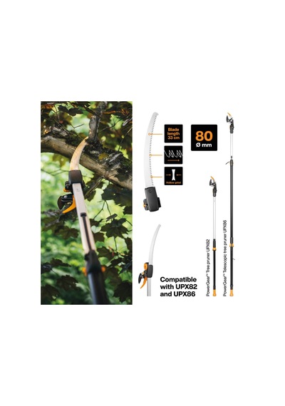 Fiskars Bypass Zürafa Upx82 Ve Upx86 İçin Ağaç Testeresi, Sertleştirilmiş Çelik, Uzunluk: 46 Cm, Siyah/gümüş, 1023633