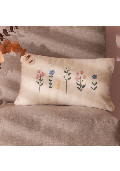Soft Floral Kırlent - Ekru - 30x50 Cm Çok Renkli
