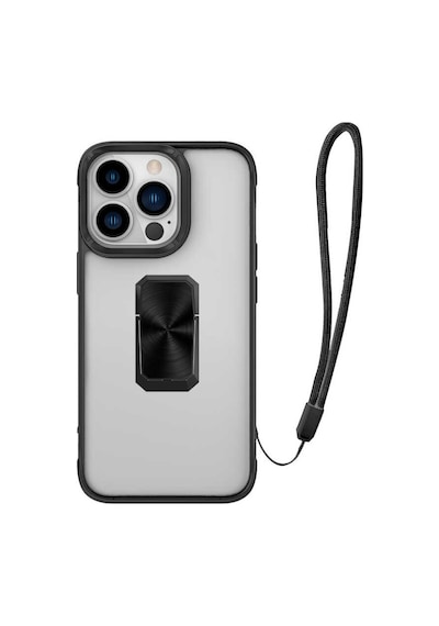 Apple Uyumlu iPhone 13 Pro Kılıf Charm Kısa Ipli Şeffaf Kapak Siyah