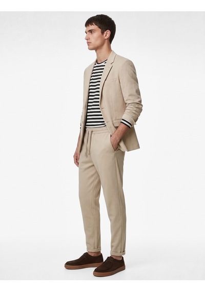 Koton Straight Fit Cepli Duble Paça Beli Bağcıklı Pantolon Bej 6sam40012hk Ekru