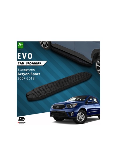 S-dizayn Ssangyong Actyon Sports Evo Siyah Yan Basamak 203 Cm 2007-2018