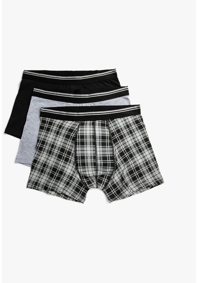 Koton Pamuklu 2'Li Basic Boxer Set Siyah Ekoseli 2Slm90011Mk