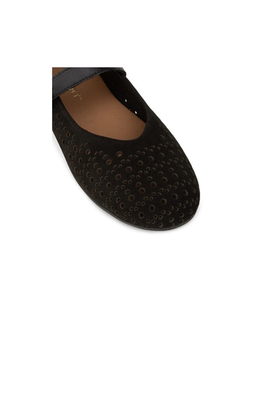 Deery Kadın Hakiki Süet Siyah Mary Jane Babetler - N0413zsyhc01