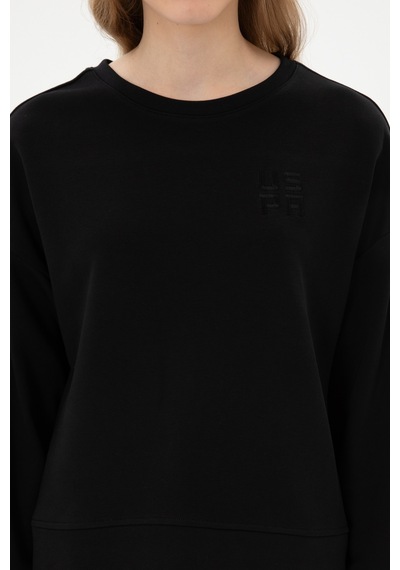 U.S. Polo Assn. Kadın Siyah Bisiklet Yaka Basic Sweatshırt 50313565-VR046