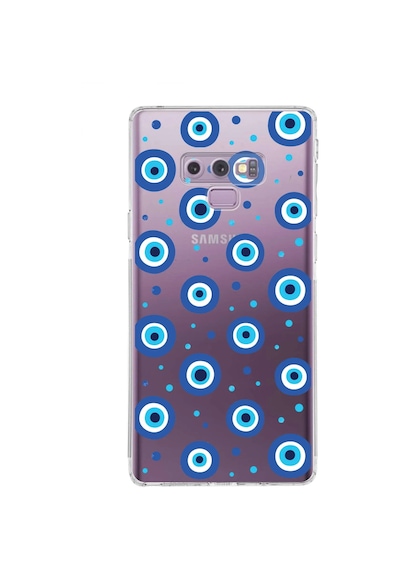 Samsung Galaxy Note 9 İle Uyumlu Nazar Boncuğu 1 Kamera Korumalı Şeffaf Silikon Kılıf Şeffaf