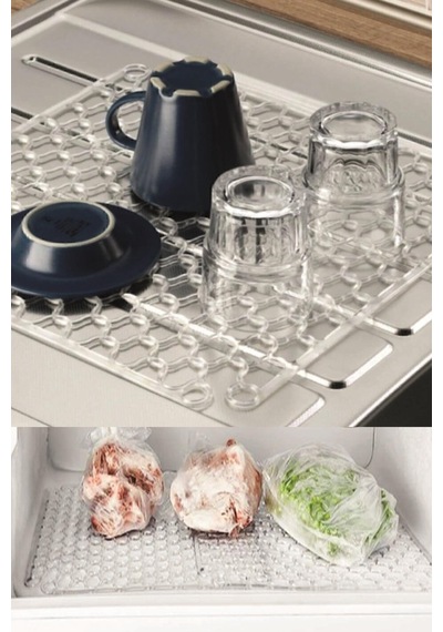 32 Cm X 32 Cm Şeffaf Mat Lavabo Ve Buzluk Matı Lavabo Halısı Silikon Gri Diğer