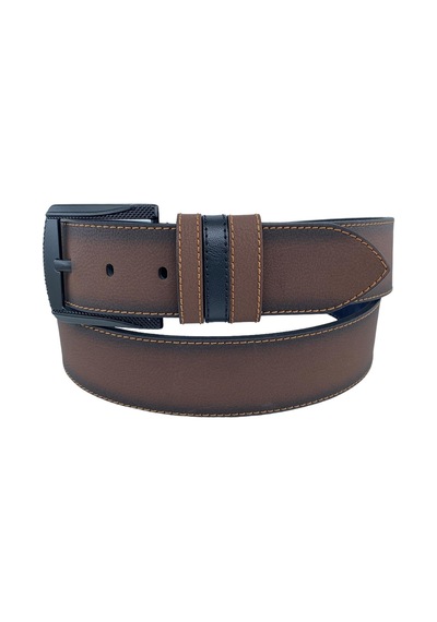 Kahverengi Suni Deri Sarı Dikişli Model 4.5 Genişlik Spor Kemer - 4509-st Kahverengi