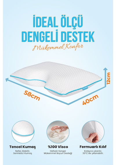 Viscofoam Shoulder Yan Yatanlar İçin Boyun ve Omuz Destekli Ortopedik Visco Yastık