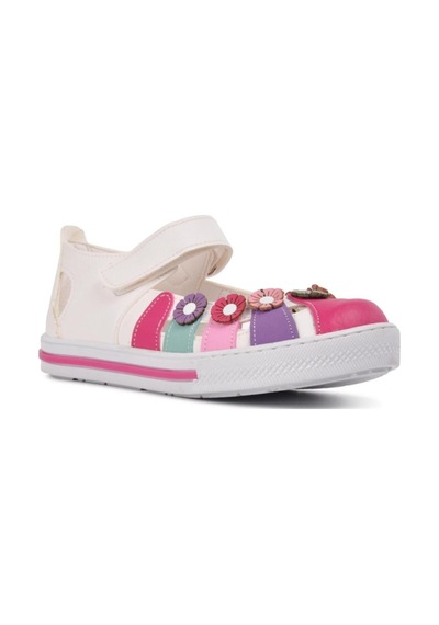 Kız Çocuk Beyaz Bantlı Sandalet Beyaz - Pembe