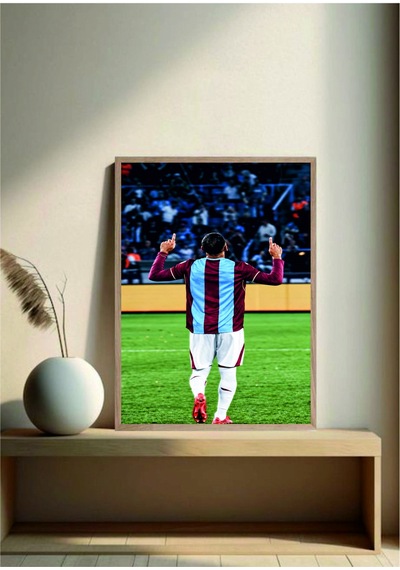 Bordo Mavi Poster Mohamed Salah Ahşap Çerçeveli Tablo Çok Renkli - 919934137 Çok Renkli