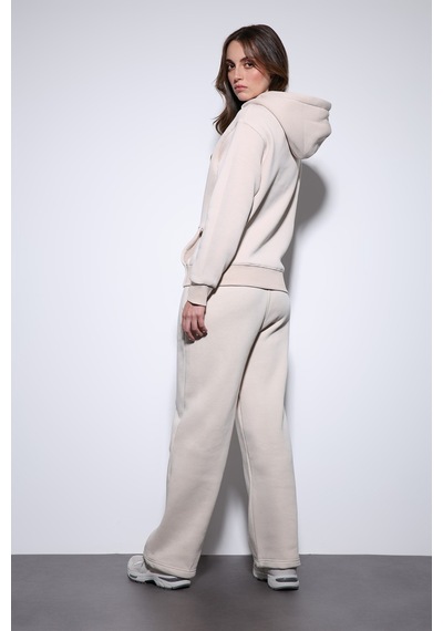 Antioch Kapüşonlu Basic Kadın Sweatshirt Taş