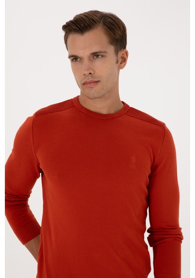 U.S. Polo Assn. Erkek Slim Fit Bisiklet Yaka Kiremit Basic Kazak 50307779-VR031