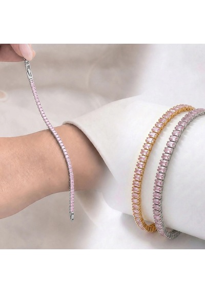 Moncuk Design 4mm Pembe Zirkon Taşlı Ayarlanabilir Su Yolu Kadın Bileklik 3351kbv4d6 Sarı