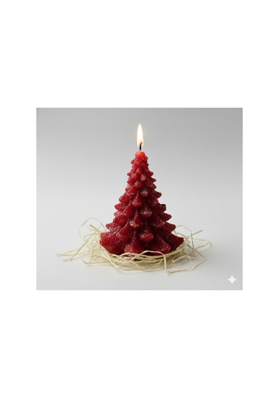 Yılbaşı Mumu Çam Ağacı Hediye Konsepti Özel Günler Noel 6x8 Kırmızı