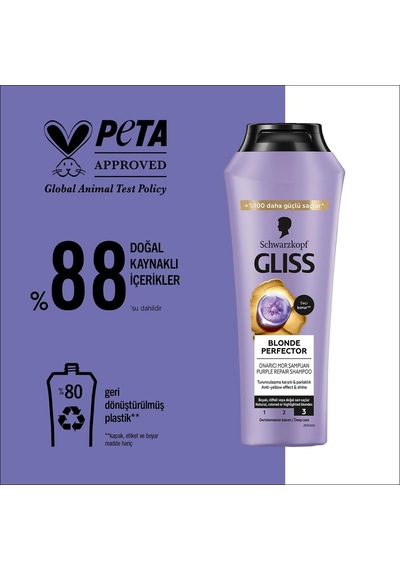 Blonde Perfector Turunculaşma Karşıtı Onarıcı Şampuan Peptit Ve Yaban Mersini Özü İle 250 Ml