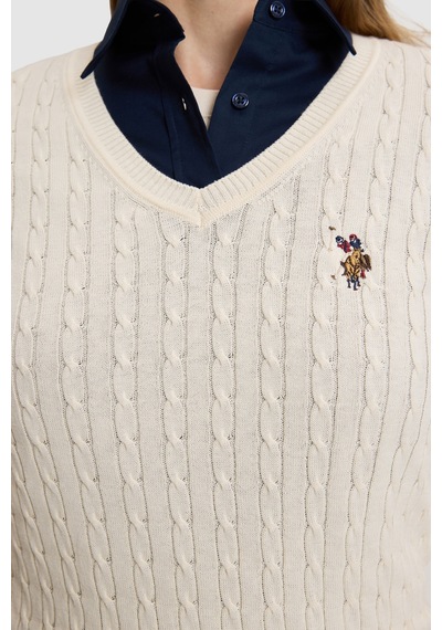 U.S. Polo Assn. Kadın Beyaz Basic Kazak 50327575-vr265 Fıldısı