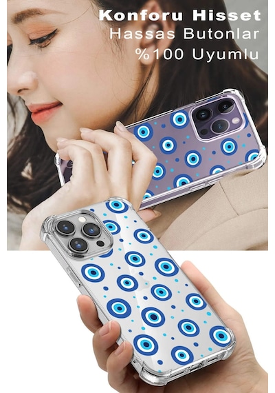 Samsung Galaxy A26 İle Uyumlu Nazar Boncuğu 1 Baskılı Şeffaf Köşe Korumalı Antişok Kılıf