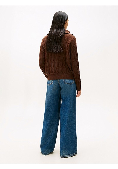 Tommy Hilfiger Soft Wool Cable 1/2 Zıp Ls Swt Kadın Kahverengi Sweatshirt - Ww0ww46425 Kahverengi Tommy Hilfiger Soft Wool Cable 1/2 Zıp Ls Swt Kadın Kahverengi Sweatshirt - Ww0ww46425 Kahverengi