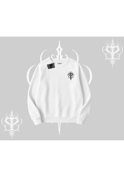 Startmore Meditasyon Yapan Kedi Baskılı Biskilet Sweatshirt Beyaz