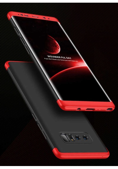 Galaxy Note 8 Kılıf Zore Ays Kapak Siyah-Kırmızı