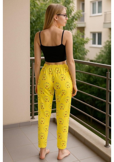 Pemilo Kadin Civciv Desenli Milan Tek Alt Sarı Sarı