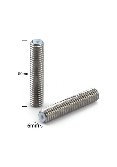 Koodmax 2adet 3d Yazıcı M6 Boğaz Ptfe Boru Paslanmaz Çelik Mk8 Besleme Tüpü Memesi Boğazı 50x6mm