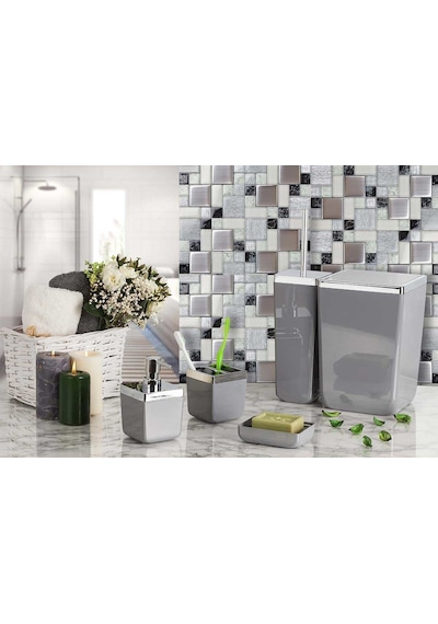Primanova Toskana Gri 5 Li Banyo Seti Akrilik Gri