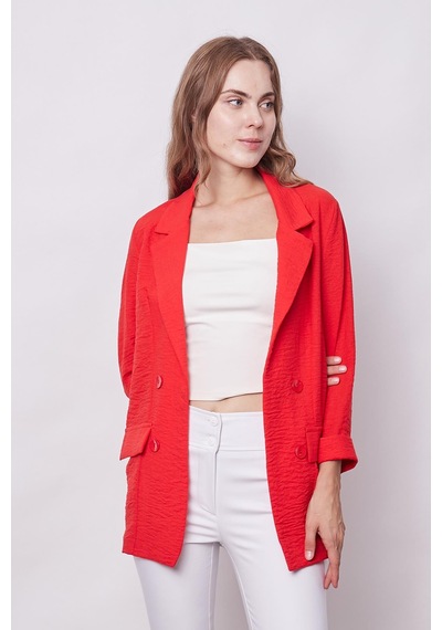 Yazlık Likrasız Keten Kumaş Yakalı Cep Kapaklı Oversize Blazer Ceket-koyu Mercan K.mercan Yazlık Likrasız Keten Kumaş Yakalı Cep Kapaklı Oversize Blazer Ceket-koyu Mercan K.mercan