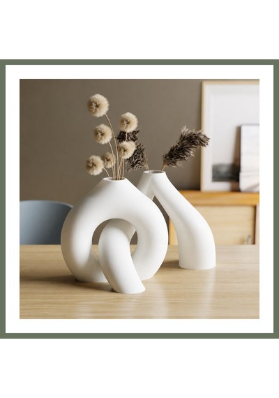 Bezos 3d Baskı Interlocking Vazo - İç İçe Geçen Dekoratif Vazo-beyaz Bezos1