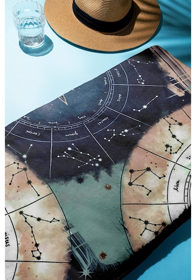 Dijital Baskı Plaj Deniz Havlusu Astroloji Desenli Peştamal Hvl0056 Renkli