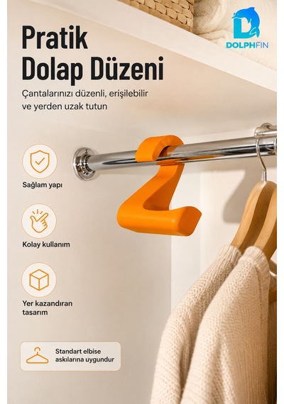 Dolap İçi Çanta Askısı Sırt Çantası Askı Aparatı Düzenleyici Turuncu