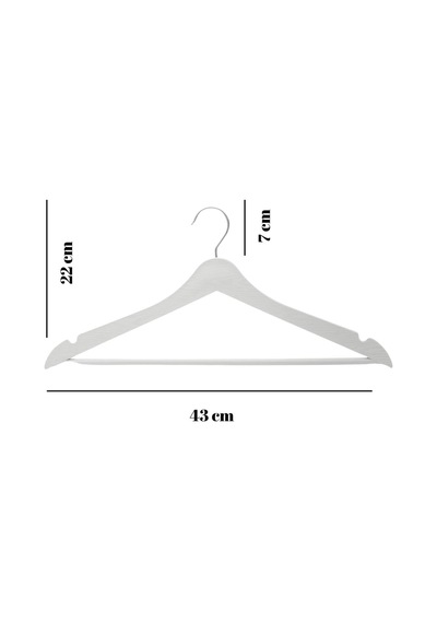 6 Lı Ahşap Görünümlü Askı Beyaz 44 Cm Beyaz