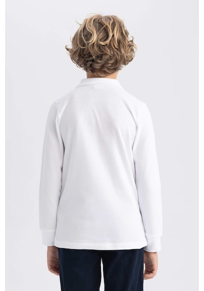 Defacto L0288a6-fw Erkek Çocuk Uzun Kollu Polo Yaka T-shirt L0288A6-R1098 Beyaz