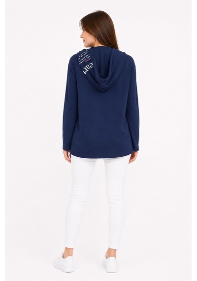 Neden Tekstil Kadın Kapüşonlu Lacivert Sweatshirt