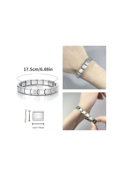 Anti Stres Esnek Denge Bilekliği Paslanmaz Çelik Metal Italyan Charm Bileklik Çelik Gri