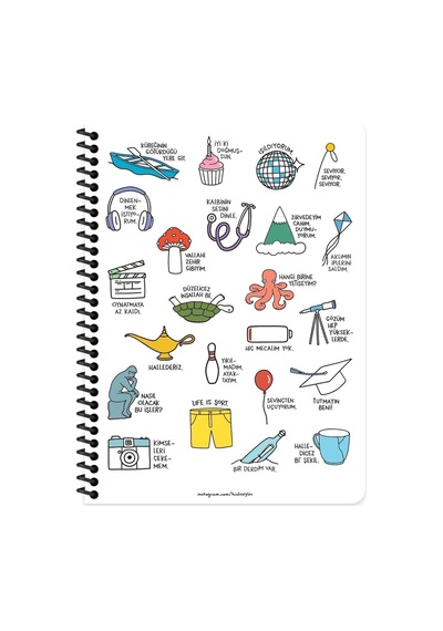 Hisli Şeyler Kareli Spiralli Stickerli Defter Hallederiz 16 5 X 22 5 Çok Renkli