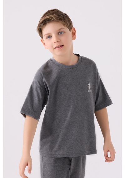 U.S. Polo Assn. Erkek Çocuk Antrasit Melanj Bermuda Takımı 5274-43665 Antrasit Melanj