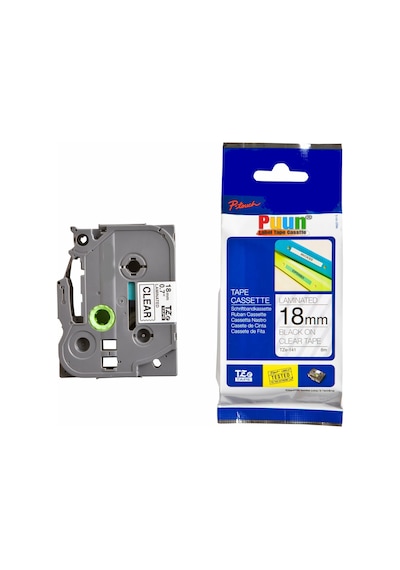Puun Brother P-Touch TZE-141 18MM x 8m Şeffaf Üzerine Siyah Uyumlu