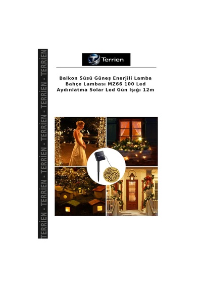 Balkon Süsü Güneş Enerjili Lamba Bahçe Lambası Mz66 100 Led Aydınlatma Solar Led Gün Işığı 12m Diğer