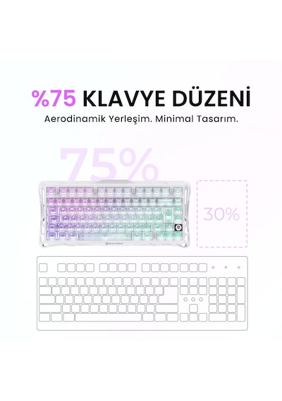 Gravastar K1 Lite Mekanik Gaming Klavye, M2 Kablosuz Optik Mouse Ve Mousepad Oyuncu Seti, Crystal Au