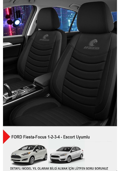 Panther Serisi Keten Kumaş Oto Koltuk Kılıfı Ford Focus-fiesta-escort Uyumlu Siyah