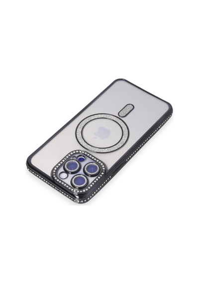 Apple  Uyumlu  iPhone 14 Pro Kılıf Joke Simli Magneticsafe Kılıf Siyah