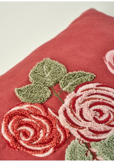 Bella Maison Rose Nakışlı Kırlent Kılıfı Mürdüm 35x50 Cm Mürdüm