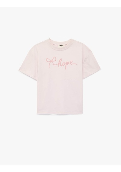 Koton Kurdele Nakışlı Pembe Kız Çocuk T-shirt 6skg10054ak Pembe