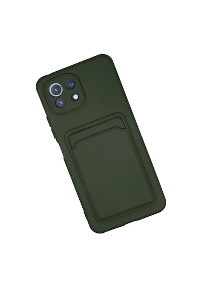 Xiaomi Mi 11 Uyumlu Kılıf Kelvin Kartvizitli Silikon - Koyu Yeşil